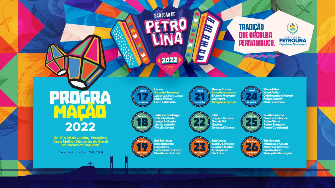 Confira a Programação Oficial do São João 2022 em PetrolinaPE