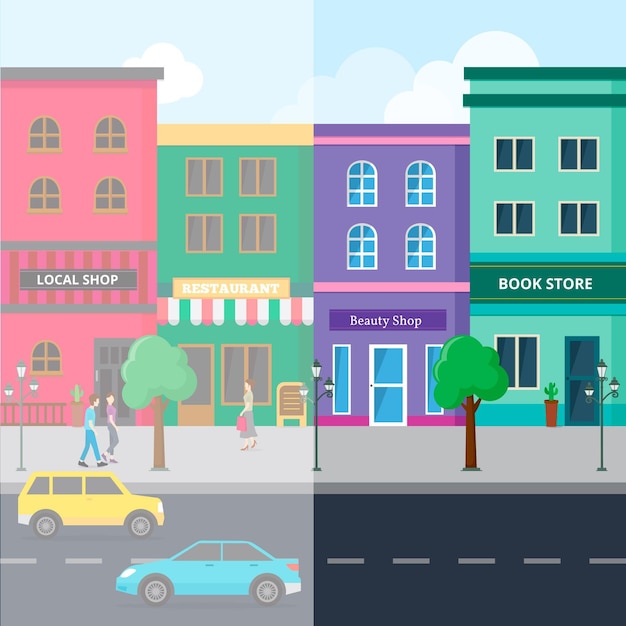 Before and after photo showing a neighborhood street. The 