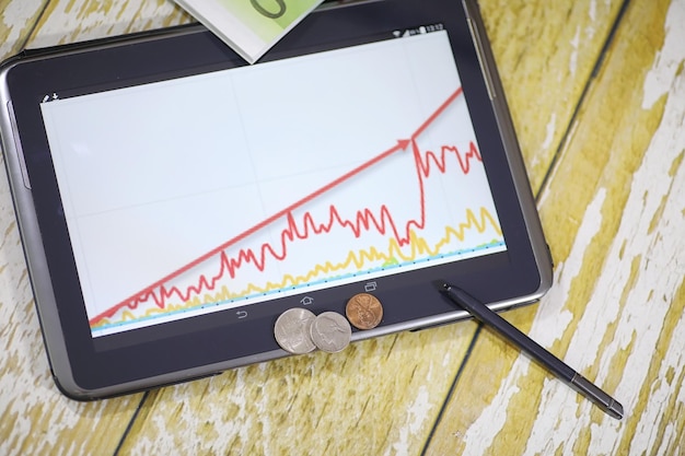 A close up shot of an official graph showing a downtrend in interest rates, the graph is set against a background of the Brazilian flag. The focus is on the blue line representing the annual interest rate, clearly showing its recent decline. The graph is annotated with key dates and figures.