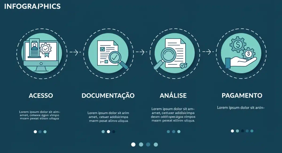 Infográfico com as 4 etapas para solicitar o Seguro-Desemprego online