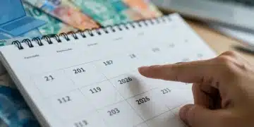 Calendário 2026 com datas de pagamento do PIS/PASEP e elementos financeiros, símbolo de organização e acesso ao benefício.