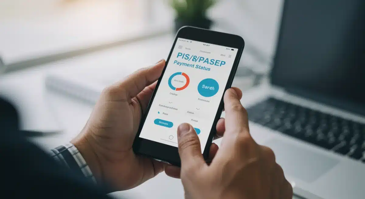 Trabalhador consultando o status do PIS/PASEP 2026 no celular através de um aplicativo oficial.