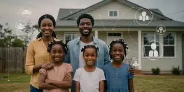 Família feliz recebendo benefício social, representando o Auxílio Brasil em 2026