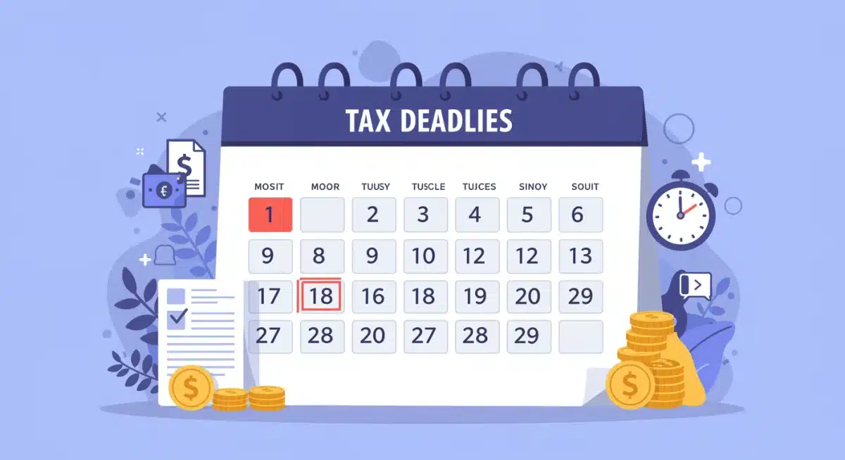 Calendário destacando prazos importantes para a declaração do Imposto de Renda 2026, com foco em datas limite e organização.