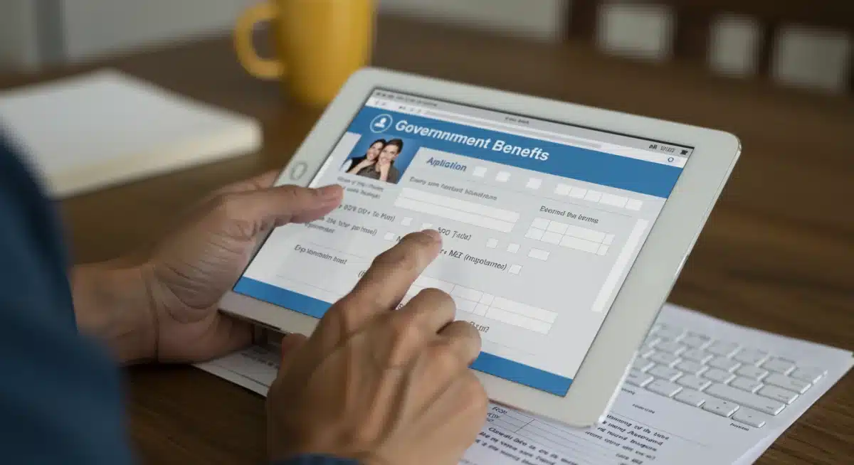 Pessoa preenchendo formulário digital para solicitação do Auxílio Brasil