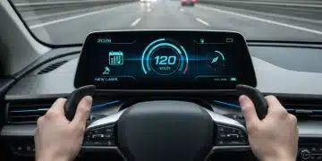 Painel de carro moderno com calendário 2026, simbolizando as novas leis de trânsito.