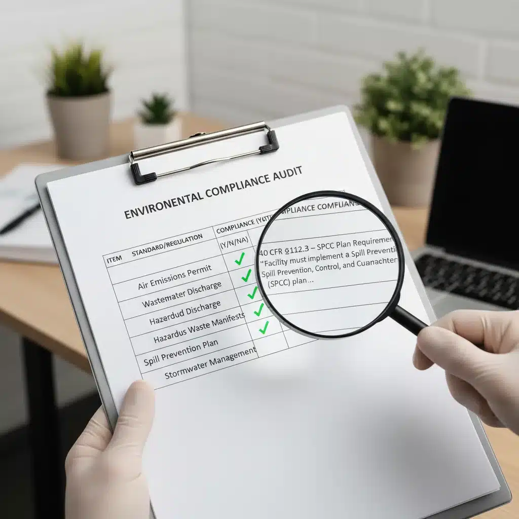 Detailed checklist for environmental compliance and EPA regulations.