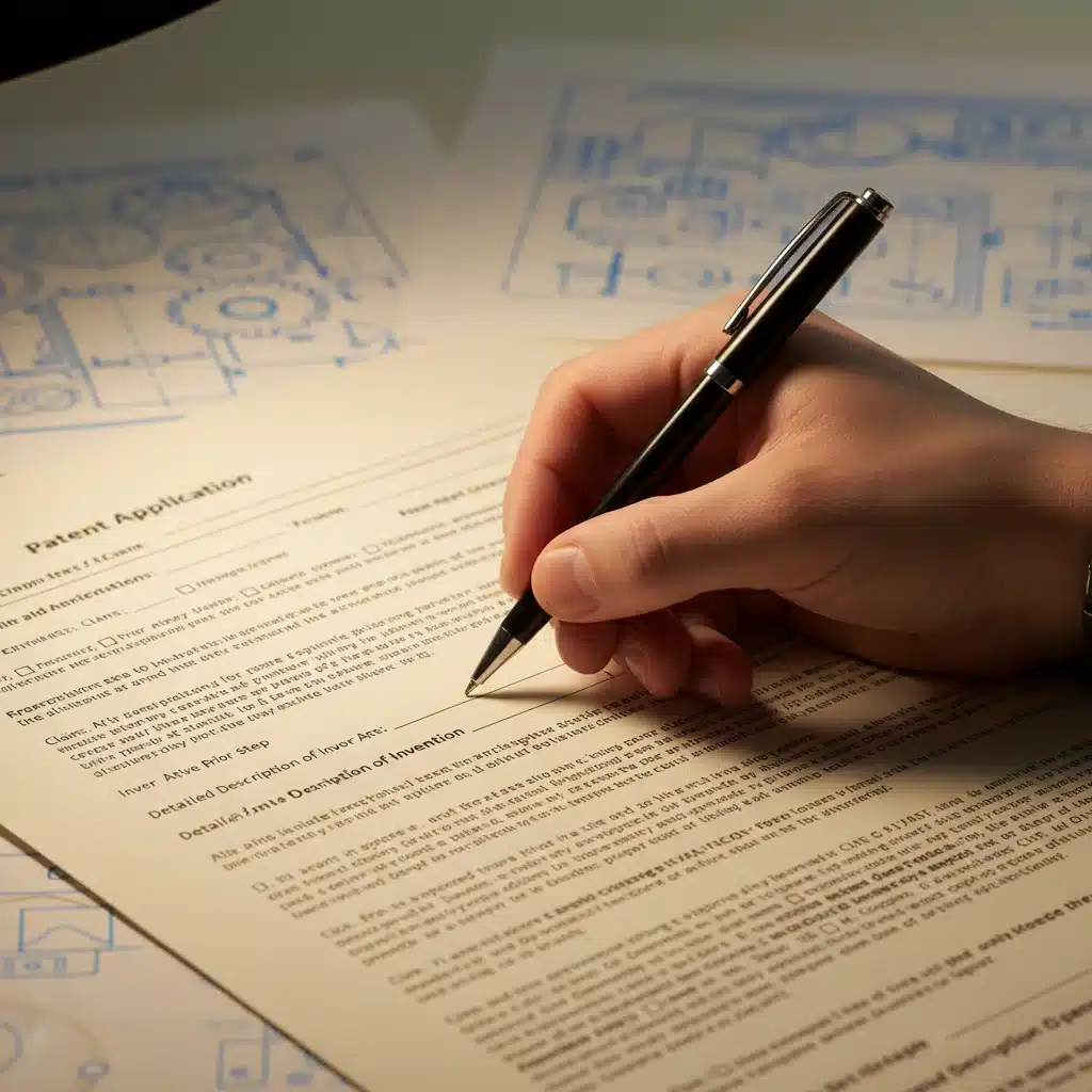 Detailed view of an individual carefully completing a patent application form, emphasizing precision and compliance with new regulations.