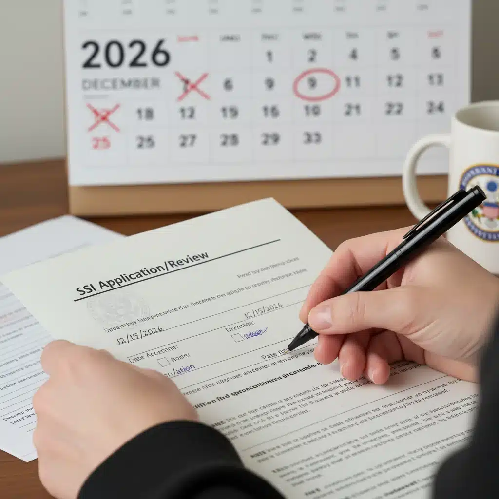 Person filling out SSI review form for 2026 updates
