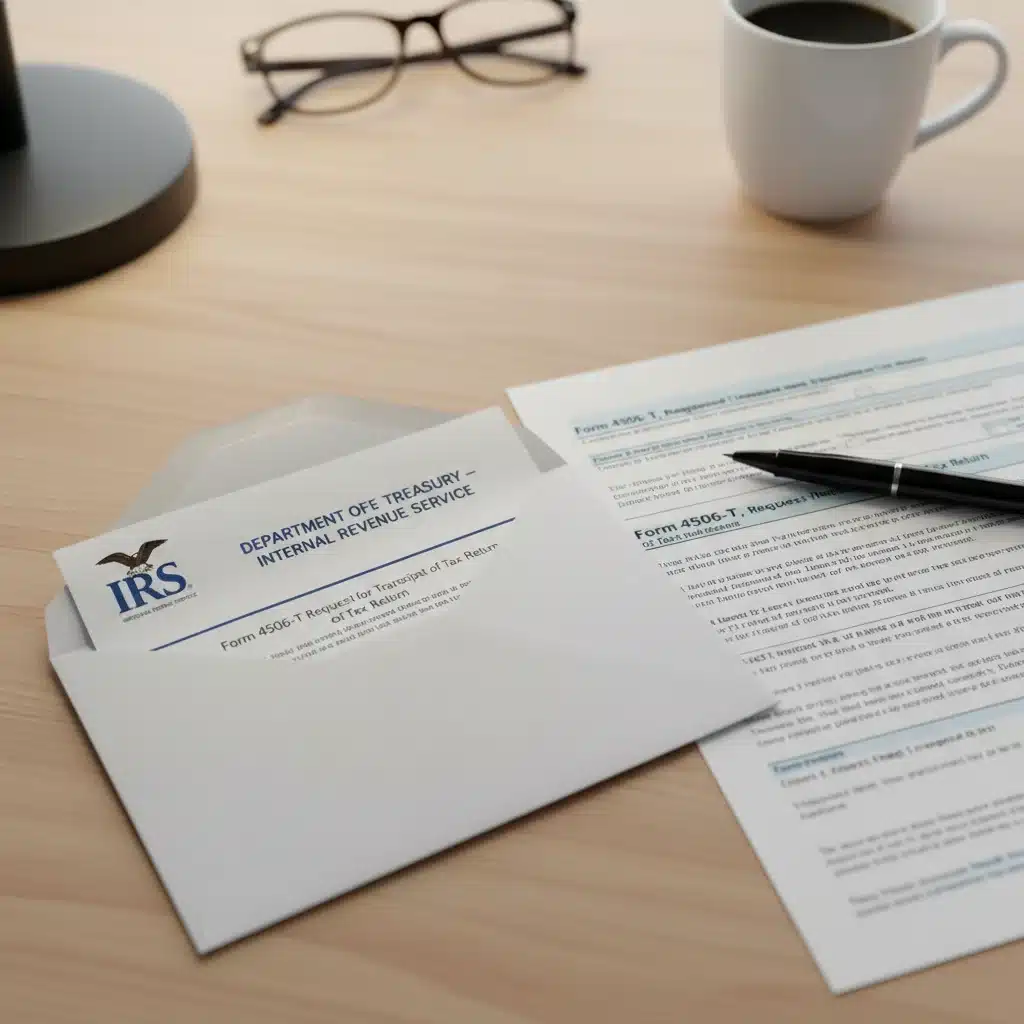 IRS Form 4506-T for requesting tax transcript via mail.