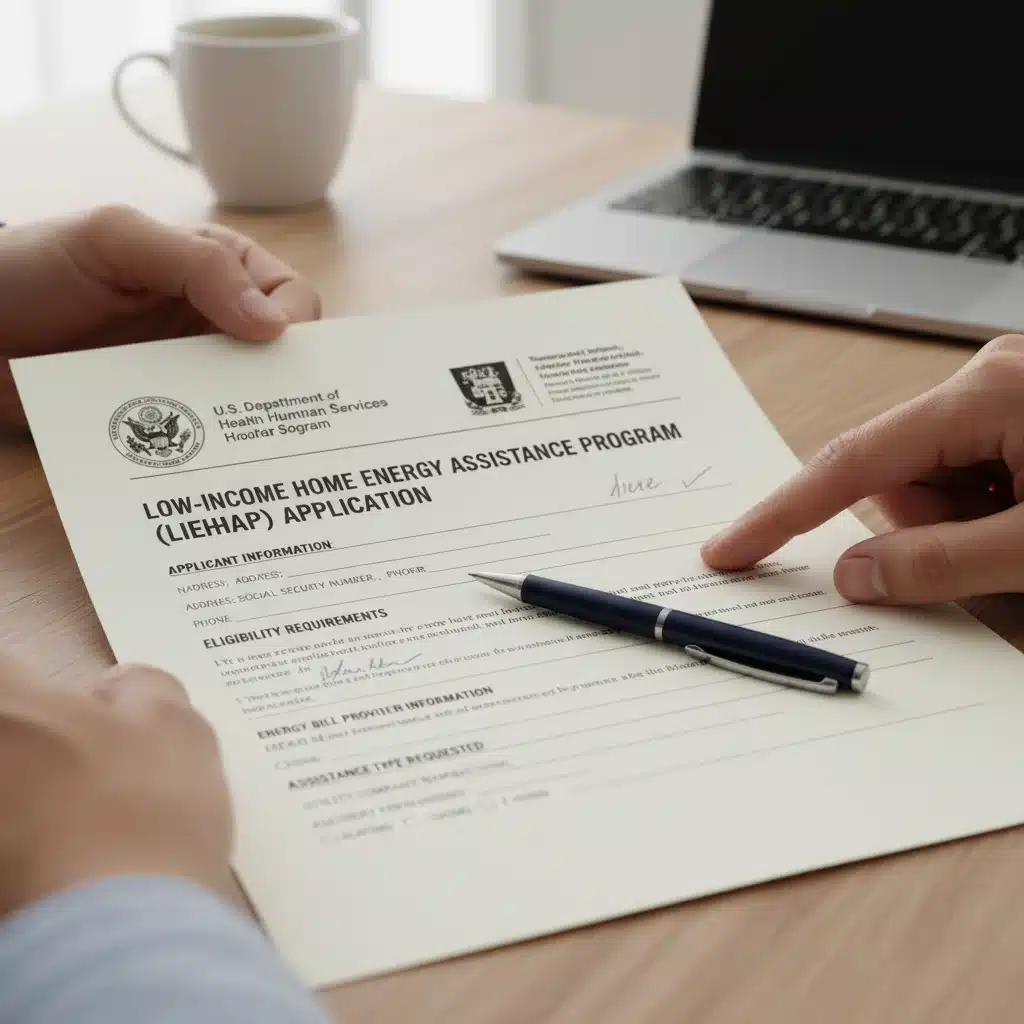 Filling out LIHEAP application form for energy aid