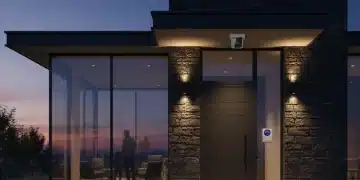 Home Security Upgrades: 4 Must-Have Devices for 2026 Protection Modern home with advanced home security devices, smart camera, and video doorbell at dusk.