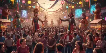 Diverse crowd enjoying a lively national cultural festival celebration