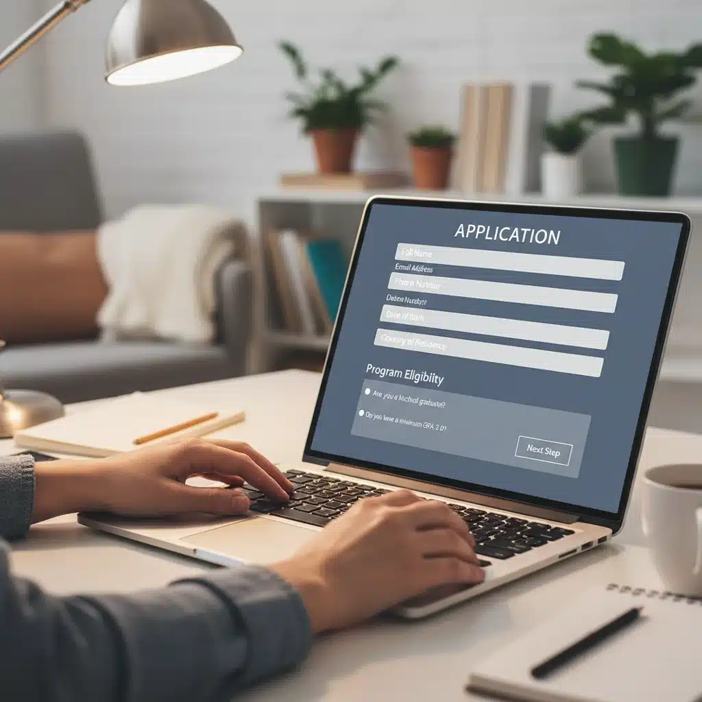 Person completing online application for internet subsidy