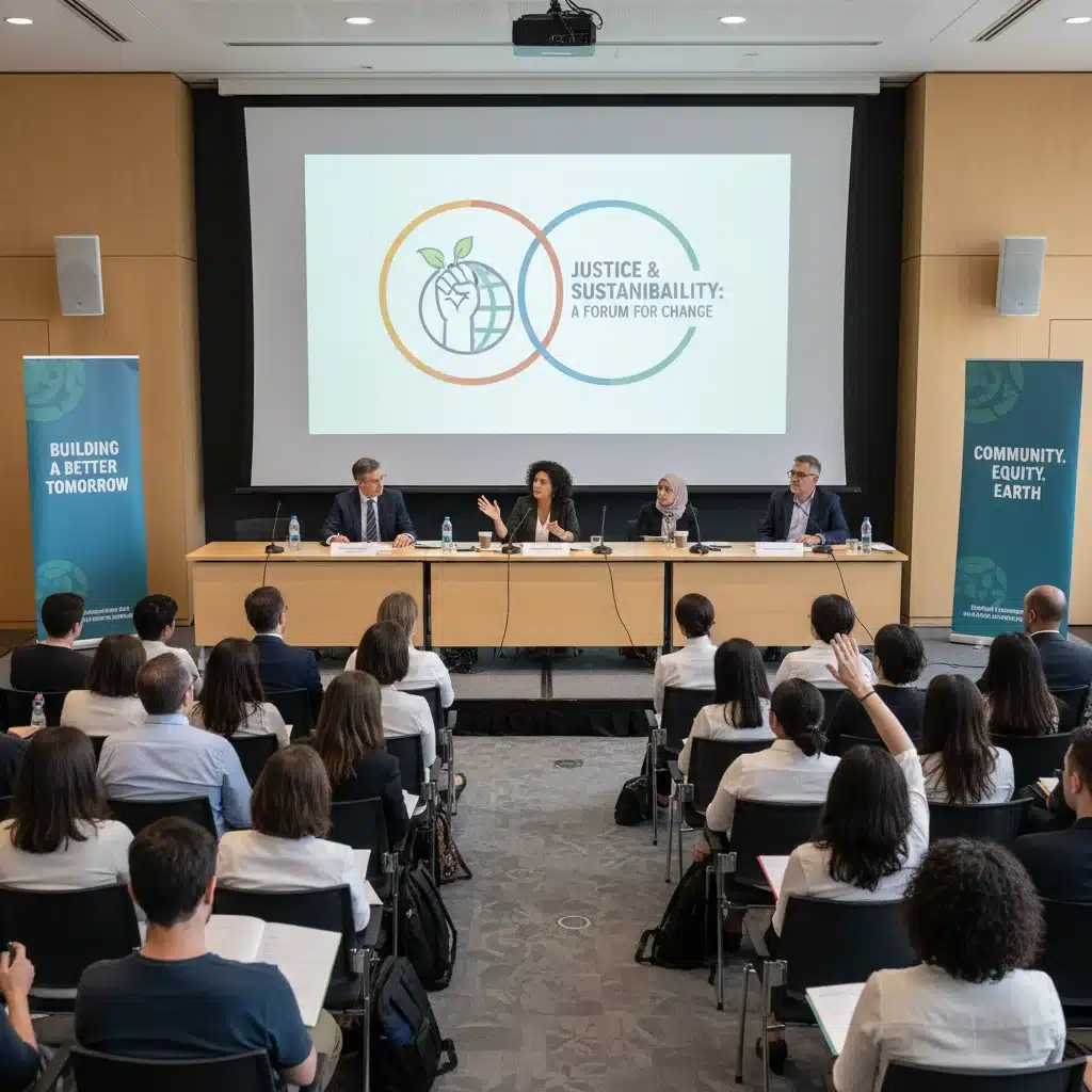 Panel discussion on social justice at a national event, fostering dialogue.