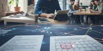 Diverse remote team collaborating digitally, emphasizing 2026 US compliance