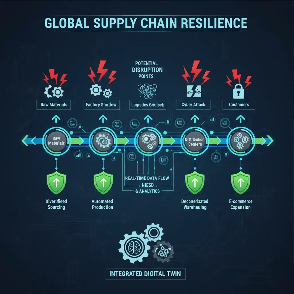 Infographic illustrating resilient supply chain management strategies