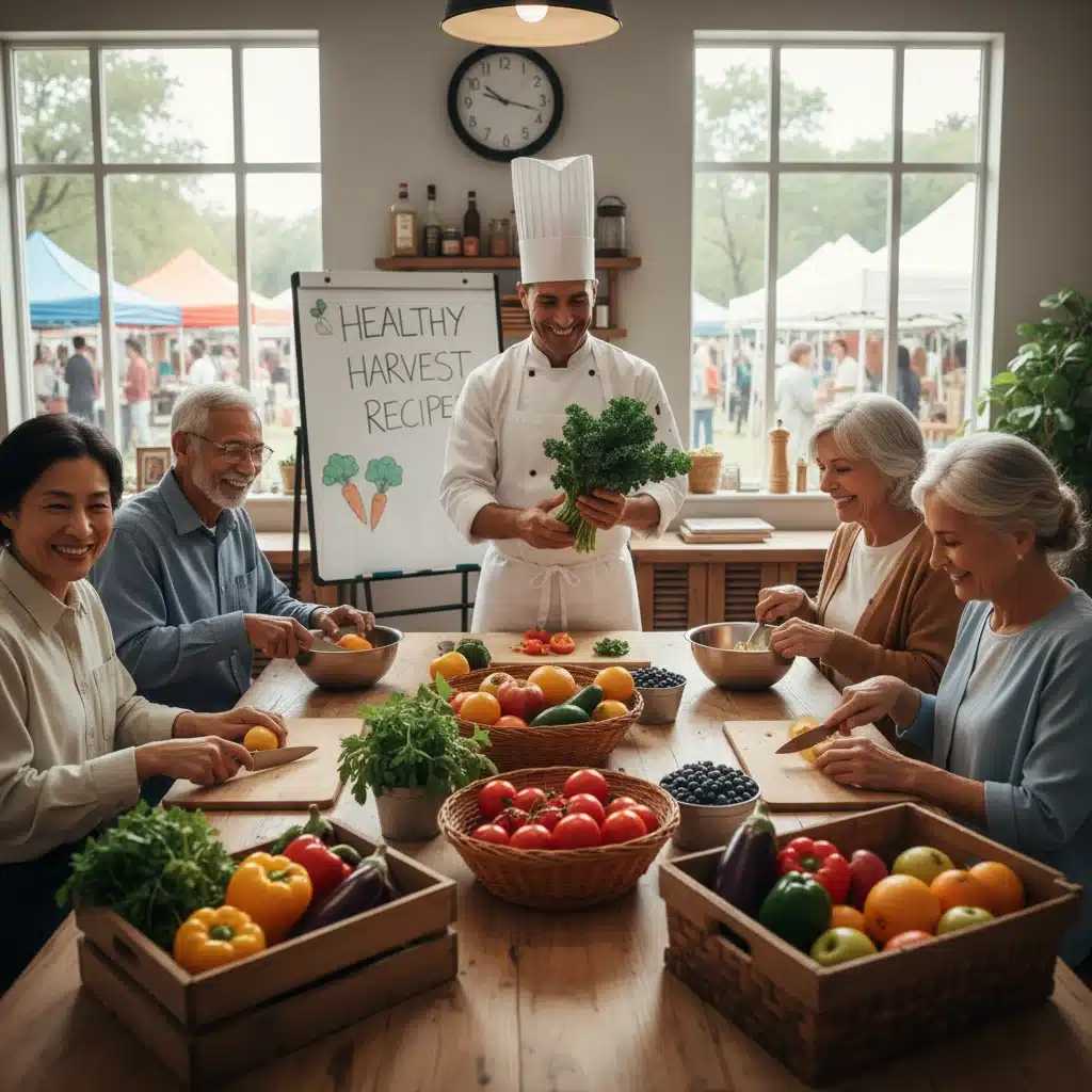 Seniors learning healthy cooking with farmers market produce