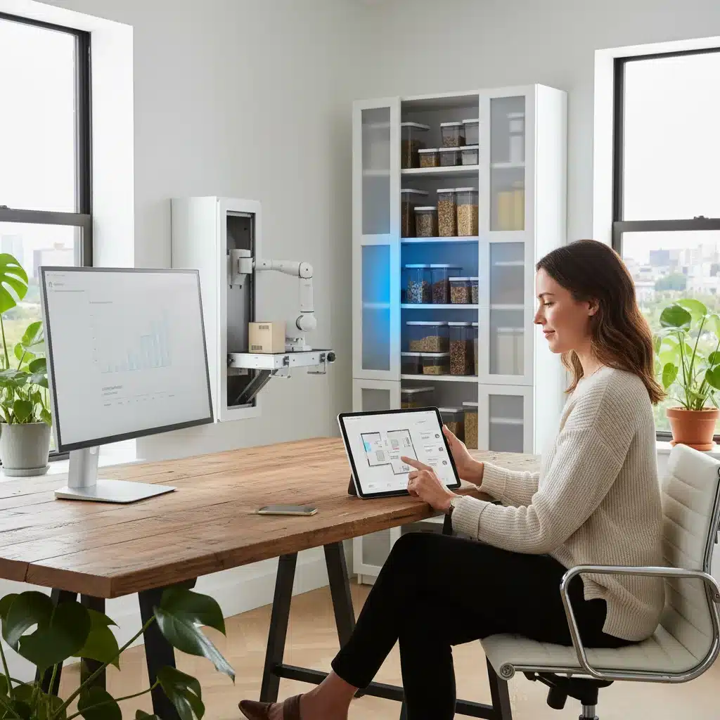 Person interacting with smart home organization technology on a tablet