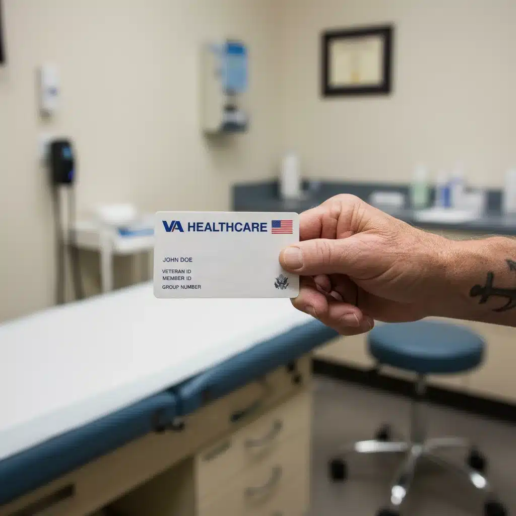 Veteran holding a VA medical insurance card, symbolizing healthcare access