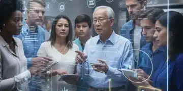 Diverse individuals reviewing Medicaid eligibility information on a screen for 2026.