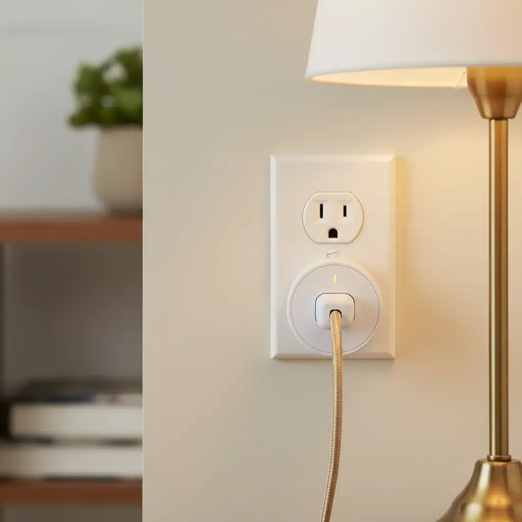 Smart plug connected to a lamp, demonstrating easy home automation