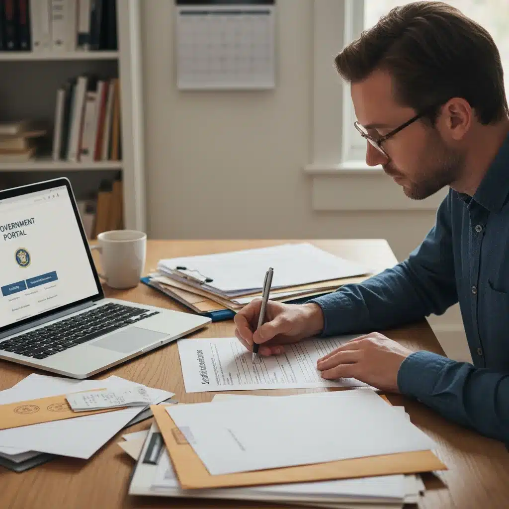 Individual diligently completing emergency rental assistance application form
