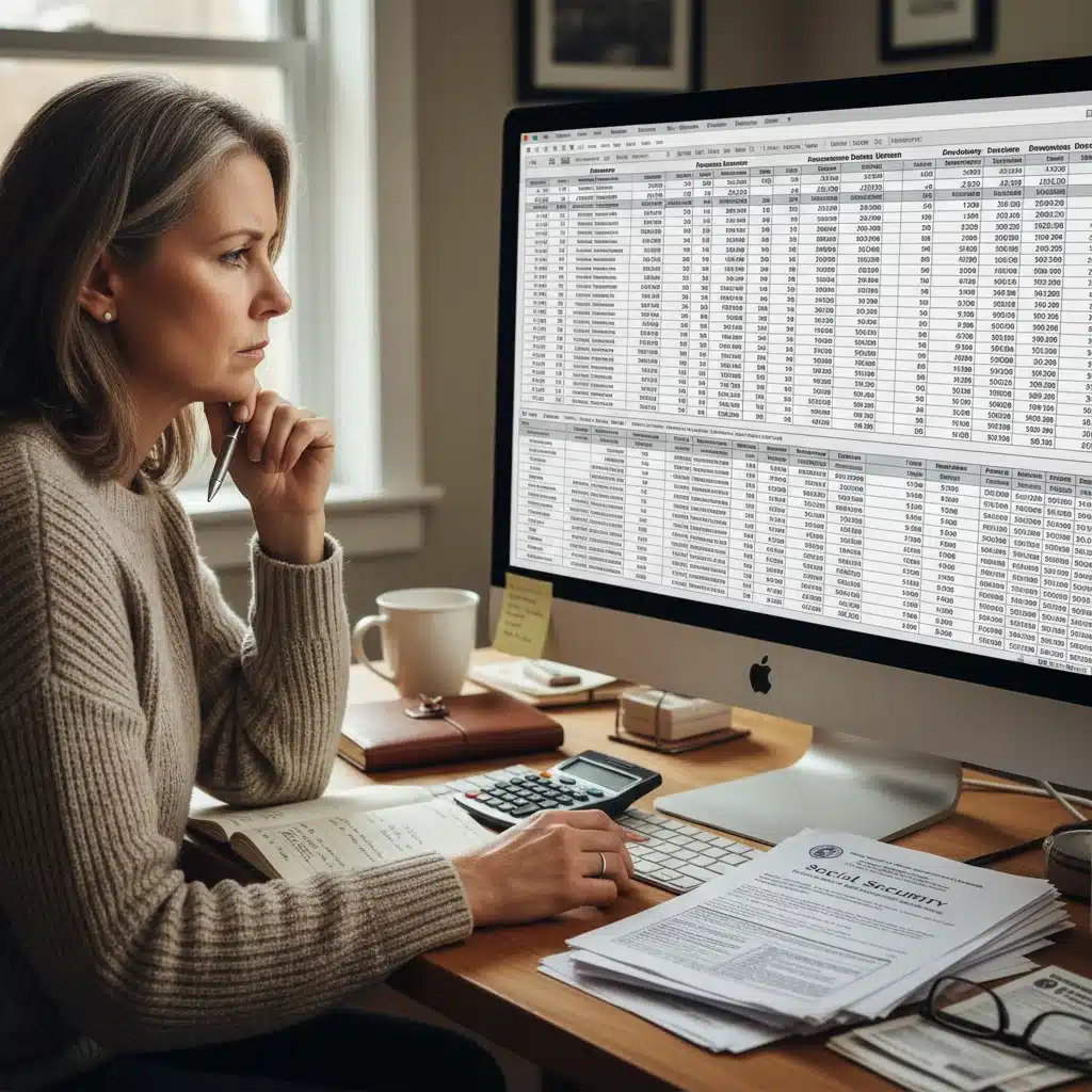 Individual analyzing social security statement and retirement finances.