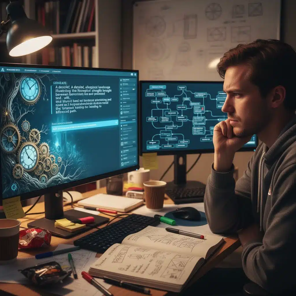 Person strategically crafting an advanced AI prompt