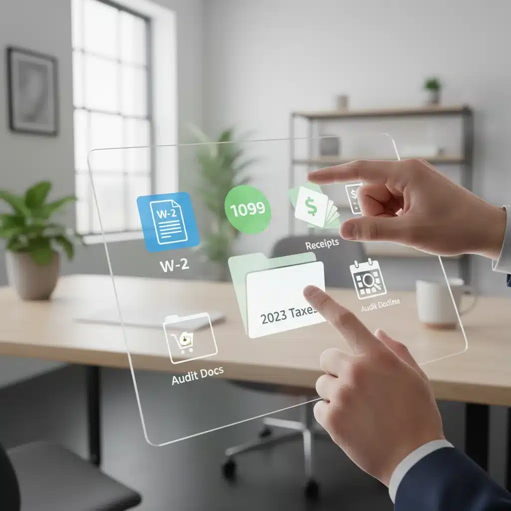 Digital organization of tax documents on a tablet for efficient filing