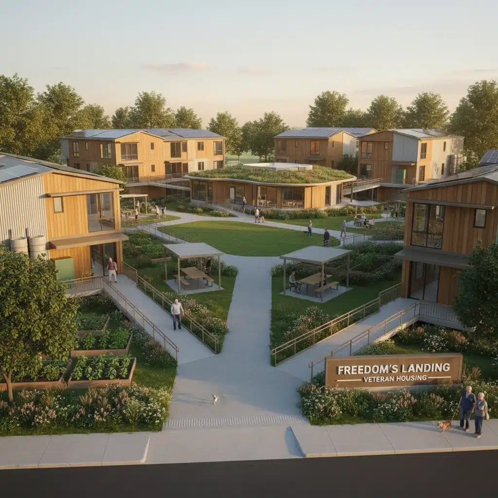 Architectural rendering of new accessible veteran housing development
