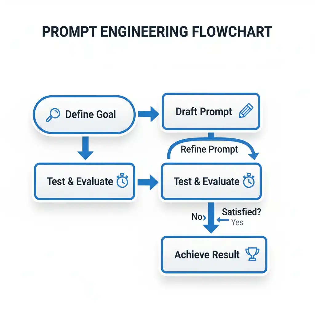 Iterative prompt engineering process flowchart