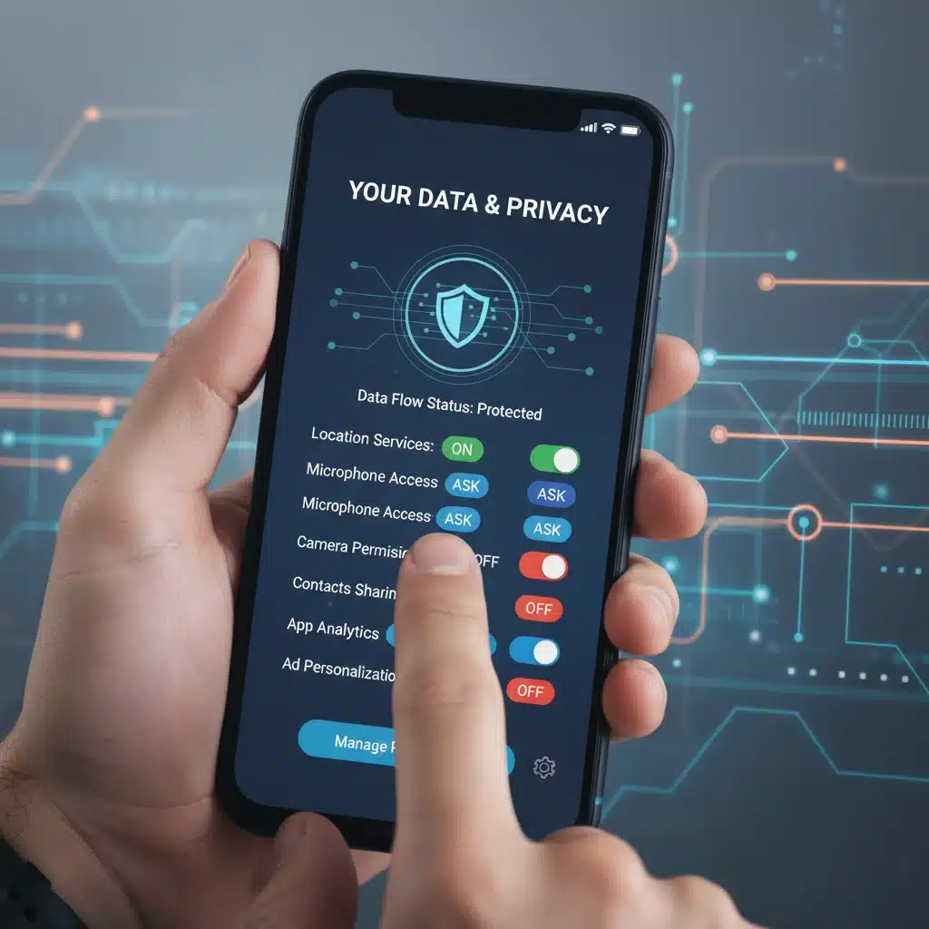 User adjusting privacy settings on a smartphone to control data sharing and permissions.