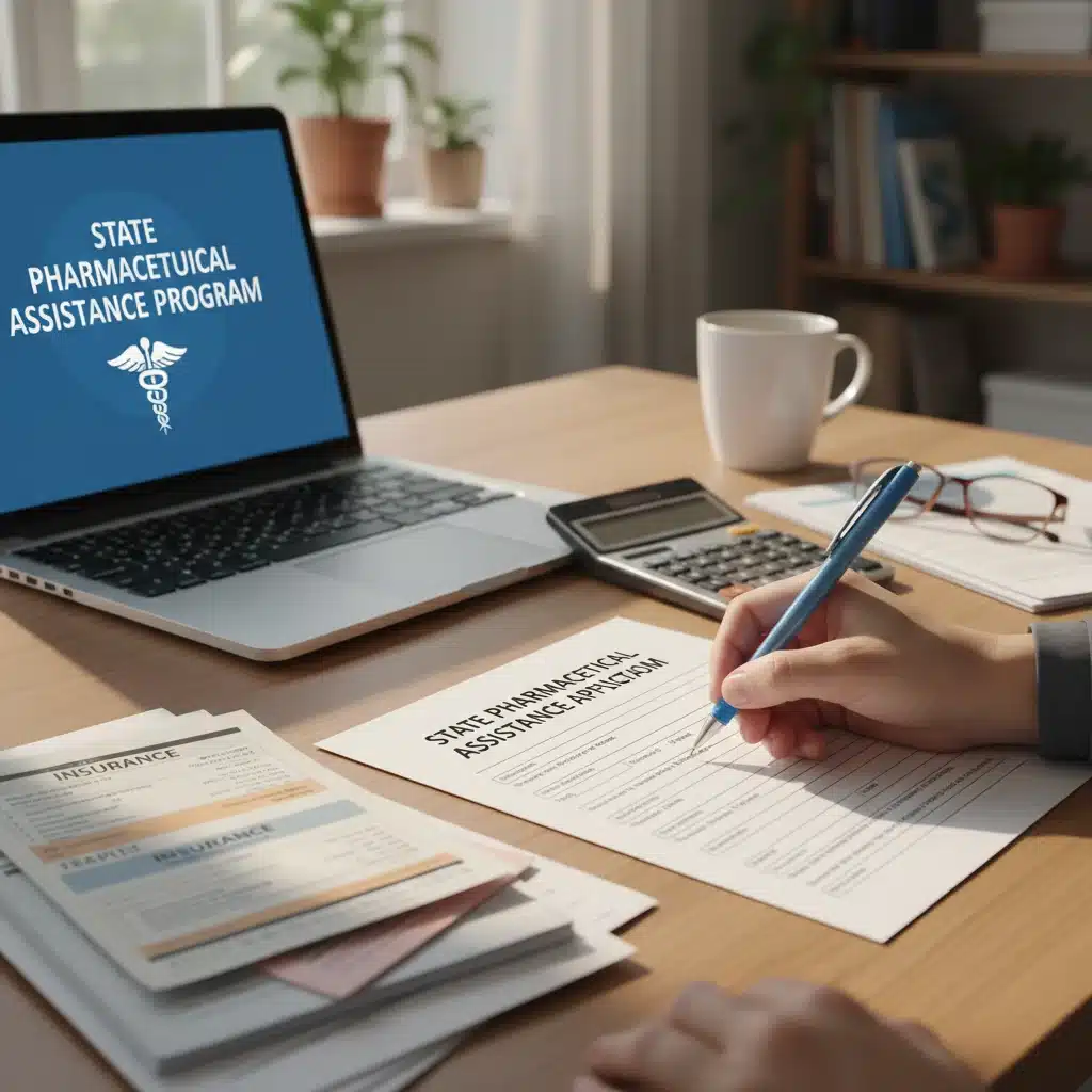 Person filling out application for state pharmaceutical assistance program